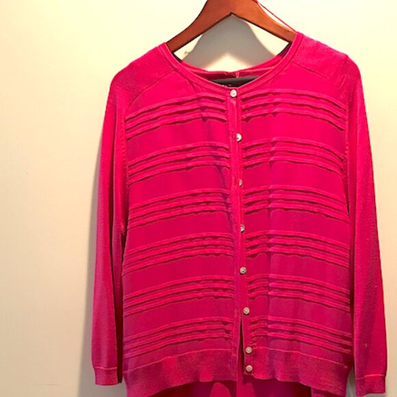 Talbots dress -  Fuschia silk  sleeveless dress + matching cardigan, size 14 - Picture 4 of 9